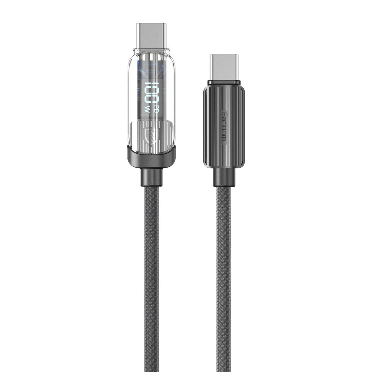 Earldom EC-189CC 1M 100W Dijital Göstergeli Type-C to Type-C PD Hızlı Şarj Kablosu